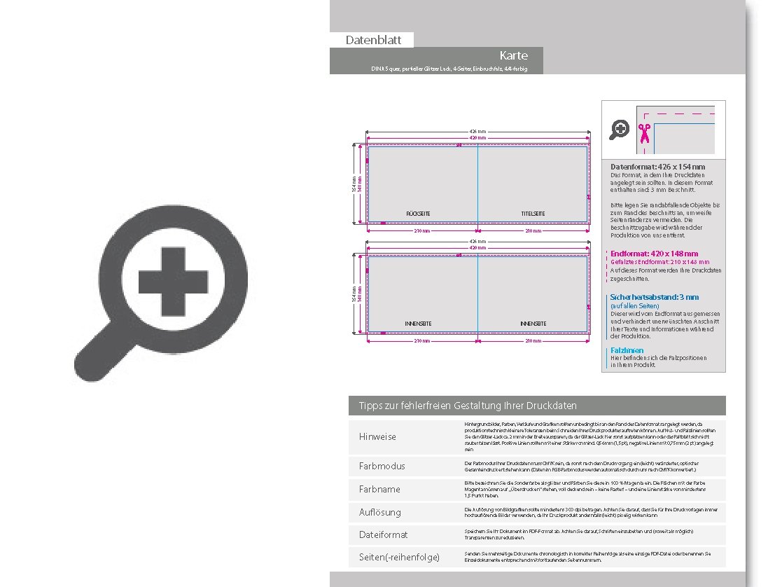 Product Bild trauerkarte_din_a5_quer_4-seiter_4_4_farbig_mit_beidseitig_partieller_glitzer-lackierung